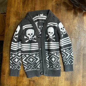 old navy fair isle cardigan sweater skulls size 5, x-small